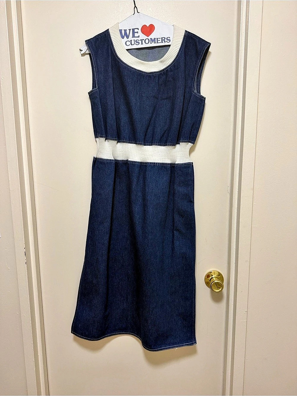 Vintage Blue & White Midi Dress